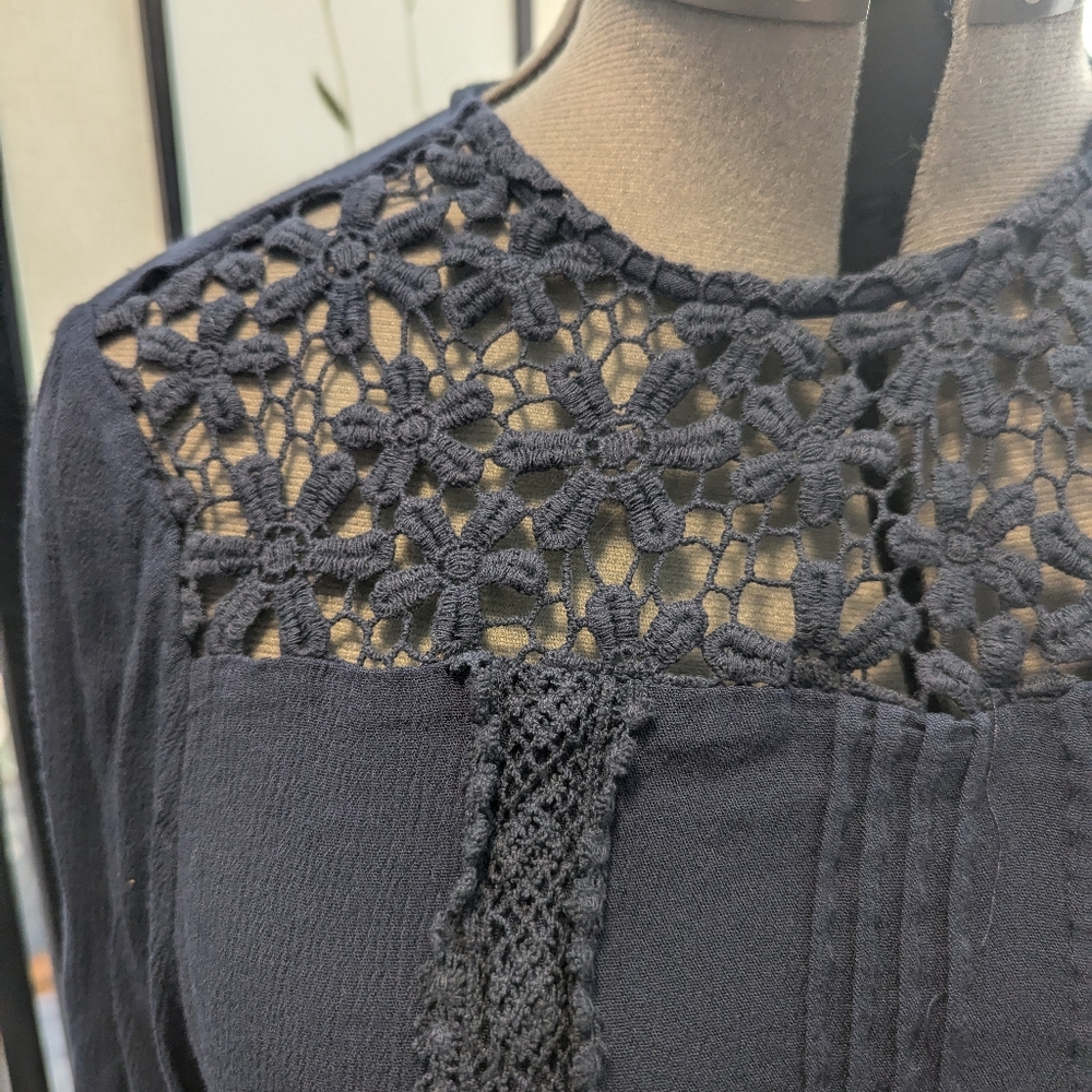 Women's Miss Pinky navy blue blouse XL - Picture 3 of 6